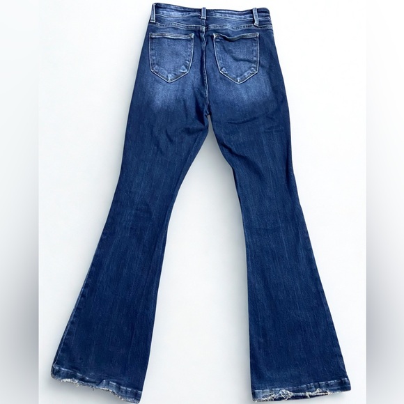 Distressed Flare High Waist Women’s Jeans - Dark Blue Size 7 | inseam 34 | 👍 - Picture 4 of 8